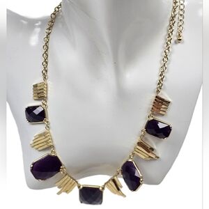 NEW Bogot Purple & Gold Statement Necklace Bib Waterfall Boho Chic | Lightweight